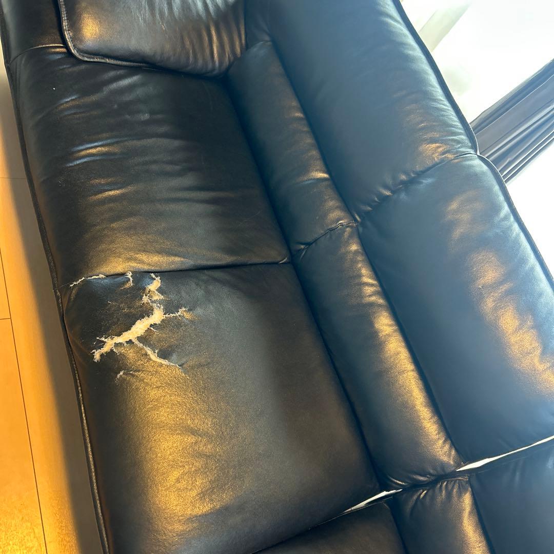 黒 レザー コーナーソファ 傷あり
