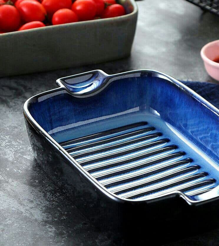 2枚 家庭用セラミック両耳焼き皿長方形焼き碗アイデアチーズ皿焙煎食器