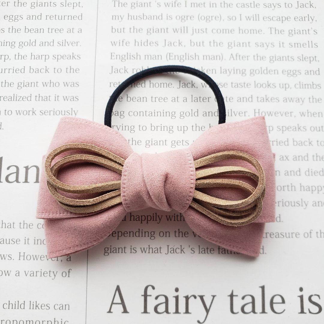 リボン　ヘアゴム♡スエードリボン　ピンク♡ハンドメイド