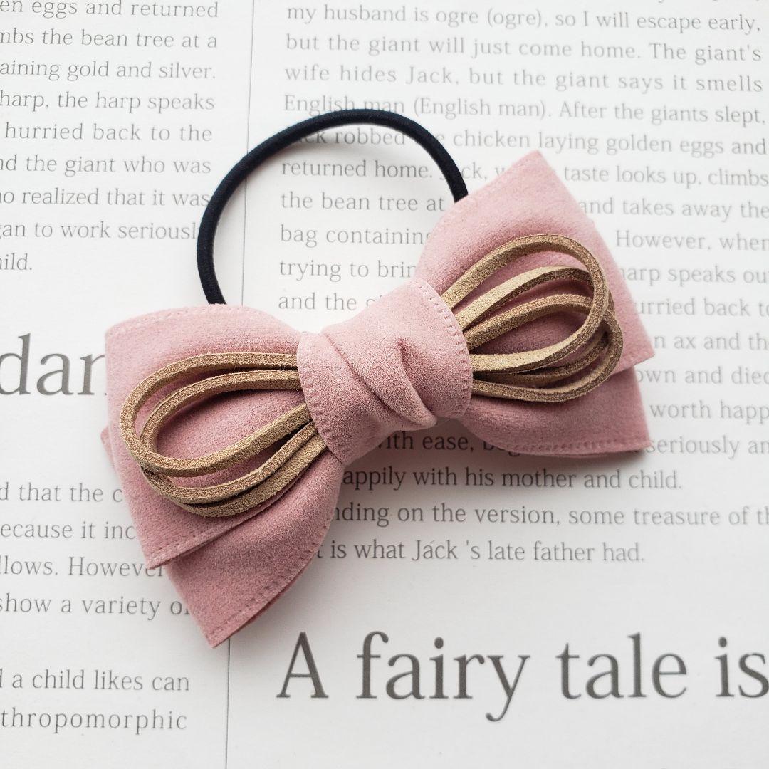 リボン　ヘアゴム♡スエードリボン　ピンク♡ハンドメイド