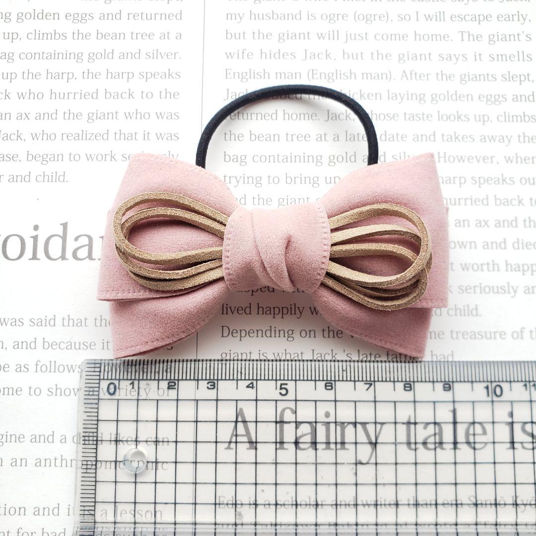 リボン　ヘアゴム♡スエードリボン　ピンク♡ハンドメイド
