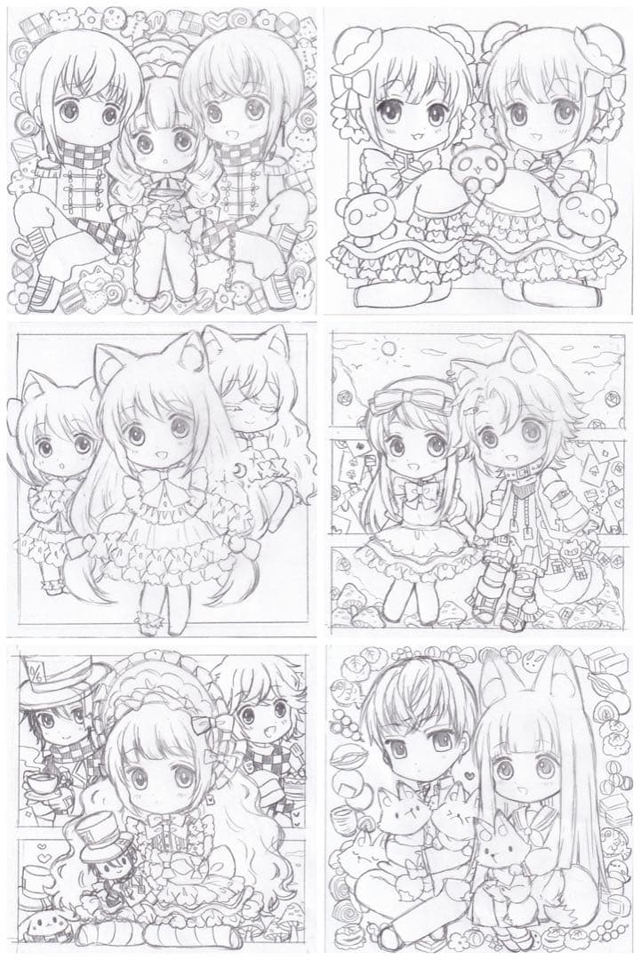 N*H様 【 手描きイラスト 】 ラフ画30枚セット