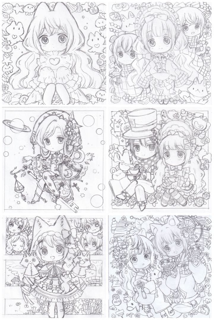 N*H様 【 手描きイラスト 】 ラフ画30枚セット