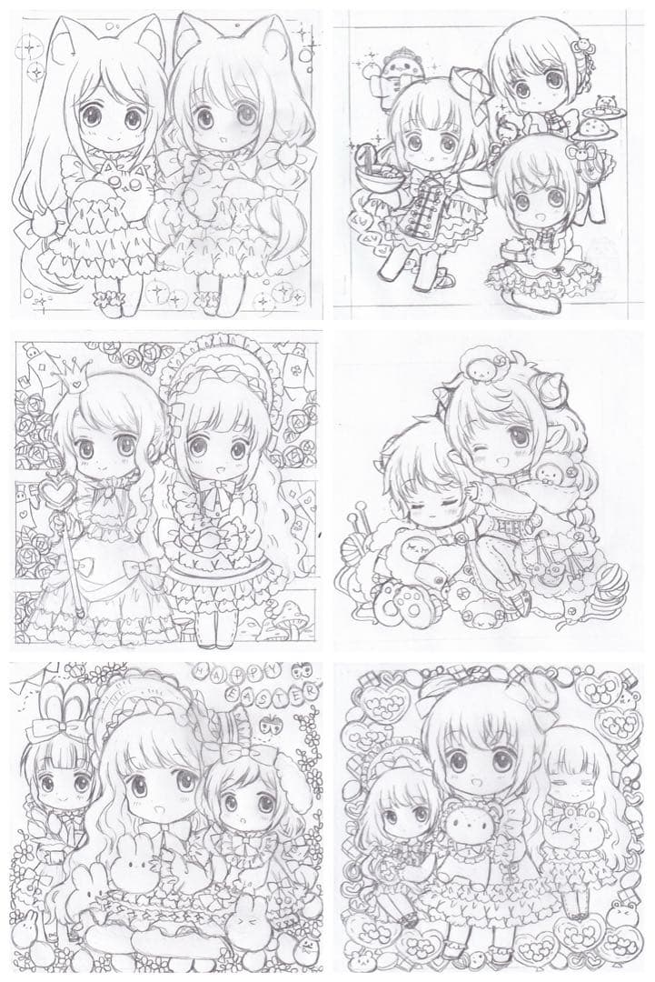 N*H様 【 手描きイラスト 】 ラフ画30枚セット