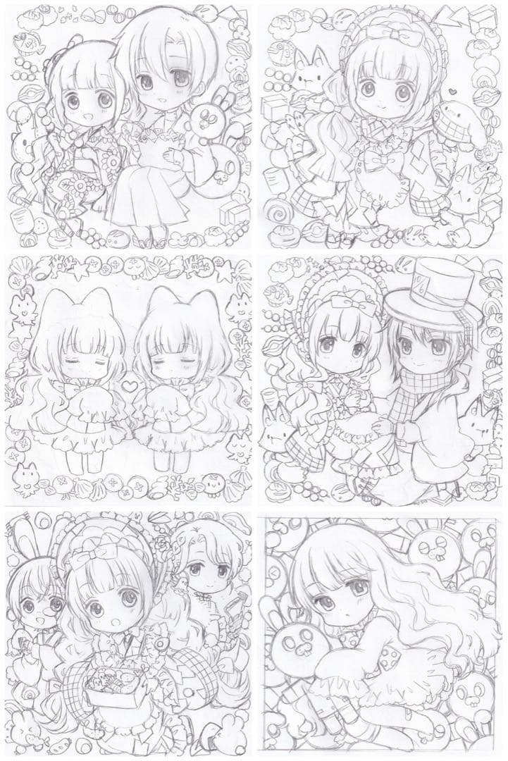 N*H様 【 手描きイラスト 】 ラフ画30枚セット