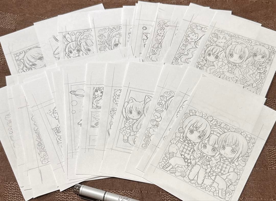 N*H様 【 手描きイラスト 】 ラフ画30枚セット