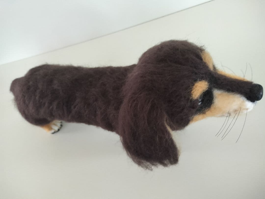 ミニチュアダックス◆羊毛フェルト犬 ハンドメイド　舌出し　37cm