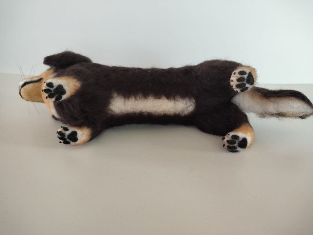 ミニチュアダックス◆羊毛フェルト犬 ハンドメイド　舌出し　37cm