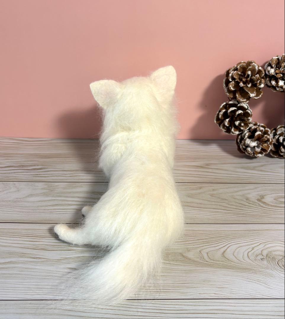 羊毛フェルト　羊毛犬　リラックスチワワ　ホワイト　no.51