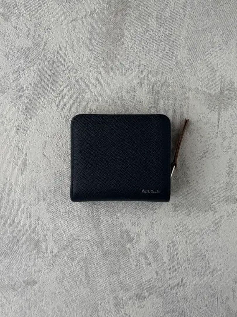 ポールスミス paul smith 折財布 ネイビー ブライトストライププラー