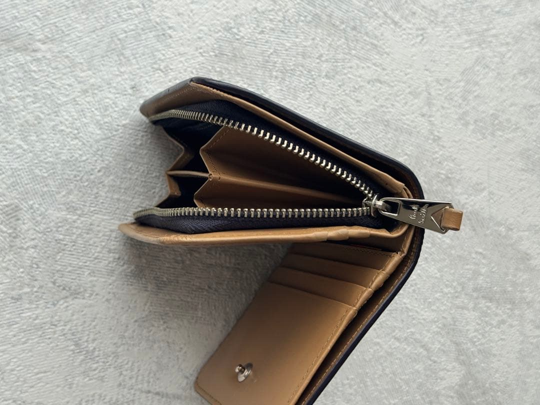 ポールスミス paul smith 折財布 ネイビー ブライトストライププラー