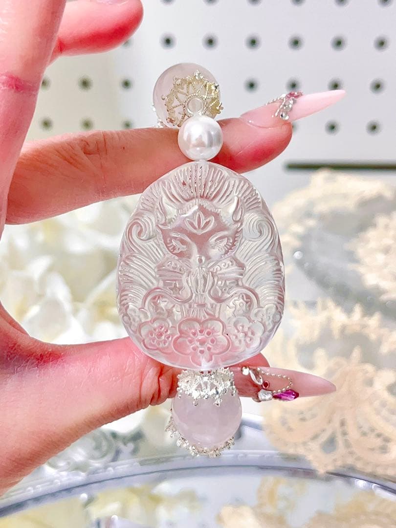 マダガスカル産ローズクォーツ ミルキークォーツ 九尾の狐白水晶 天然石