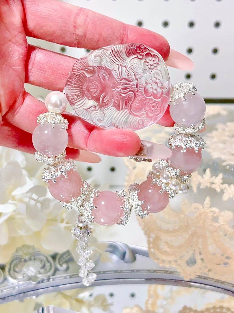 マダガスカル産ローズクォーツ ミルキークォーツ 九尾の狐白水晶 天然石