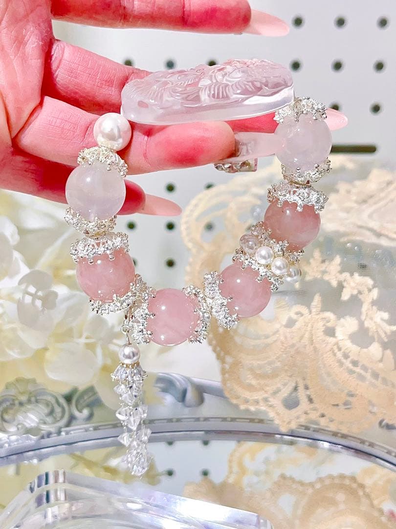 マダガスカル産ローズクォーツ ミルキークォーツ 九尾の狐白水晶 天然石