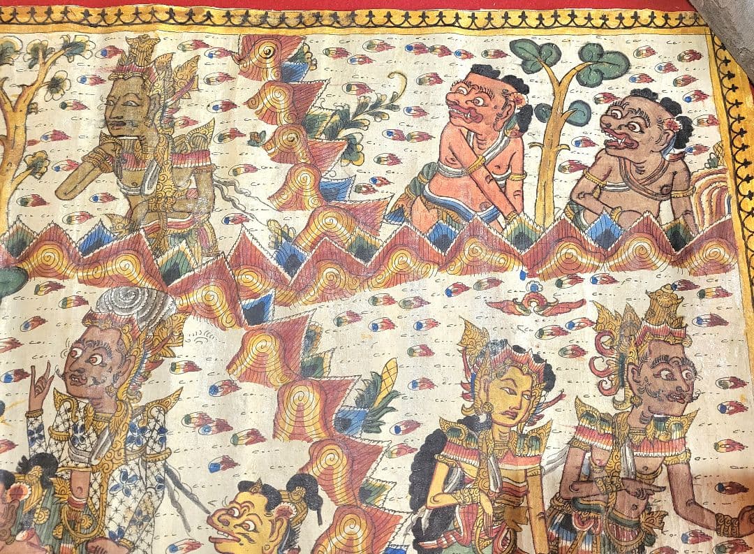 まくり　東南アジア？　絵画　宗教画？　布地、キャンパス地？　書画、骨董品、美術品