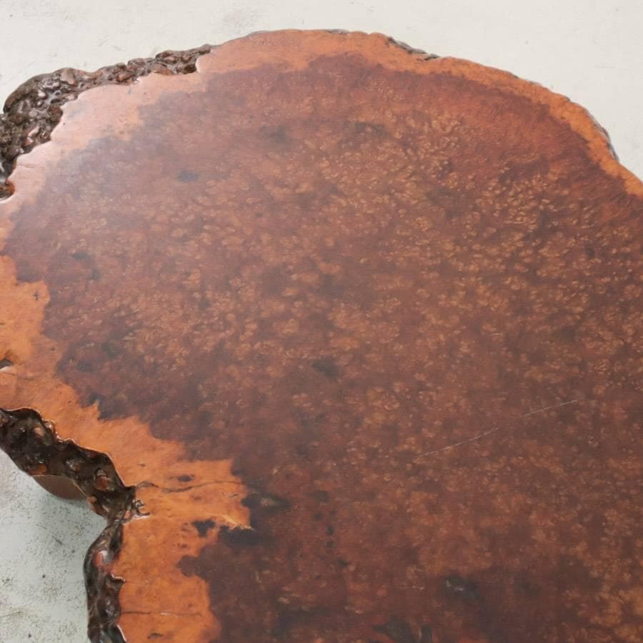 値下高級銘木 唐木 花梨 瘤杢 葡萄杢 一枚板 座卓 猫脚 99×66×31cm