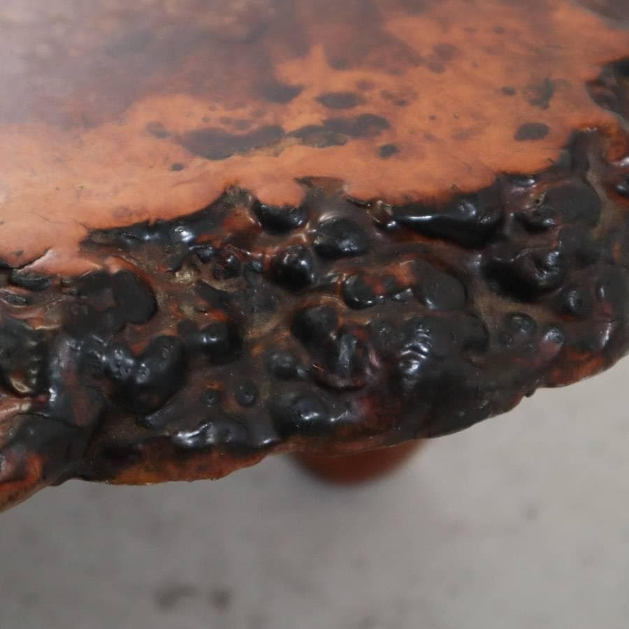 値下高級銘木 唐木 花梨 瘤杢 葡萄杢 一枚板 座卓 猫脚 99×66×31cm