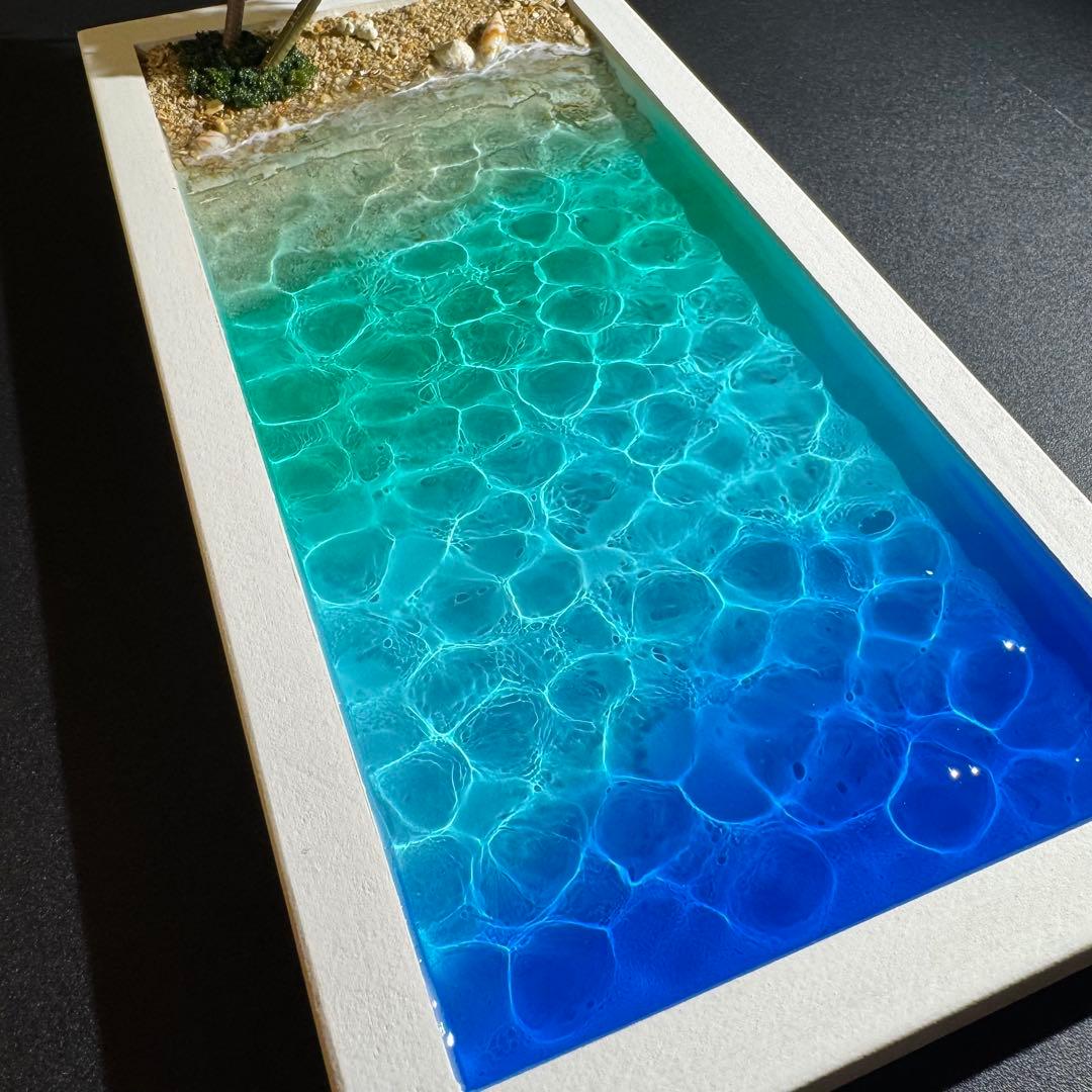 南国ビーチ レジンアート オーシャンアート 海アート ハンドメイド 壁掛け金具付