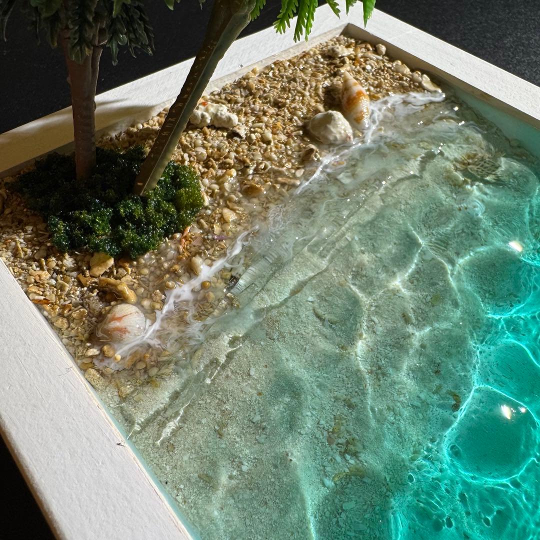 南国ビーチ レジンアート オーシャンアート 海アート ハンドメイド 壁掛け金具付