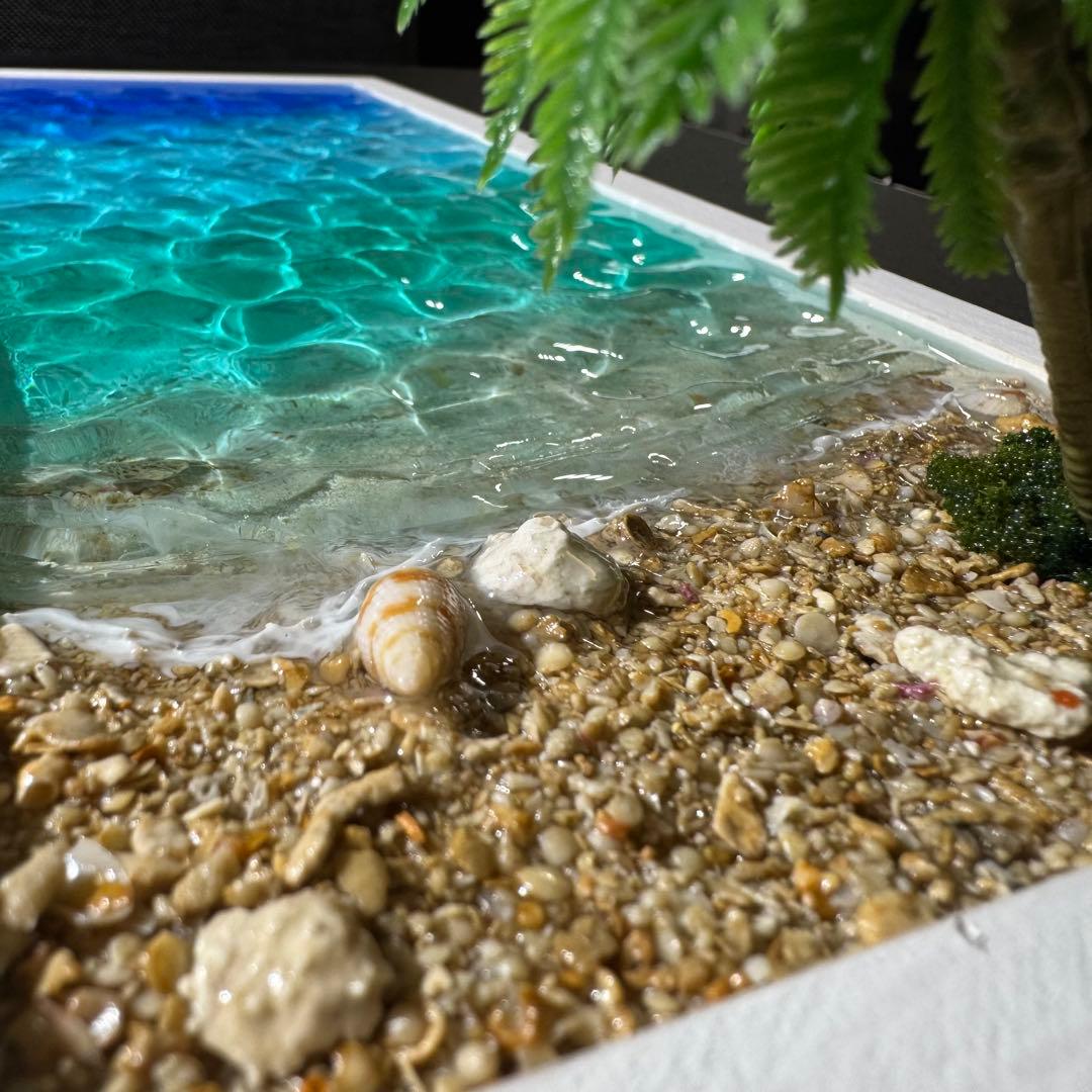 南国ビーチ レジンアート オーシャンアート 海アート ハンドメイド 壁掛け金具付