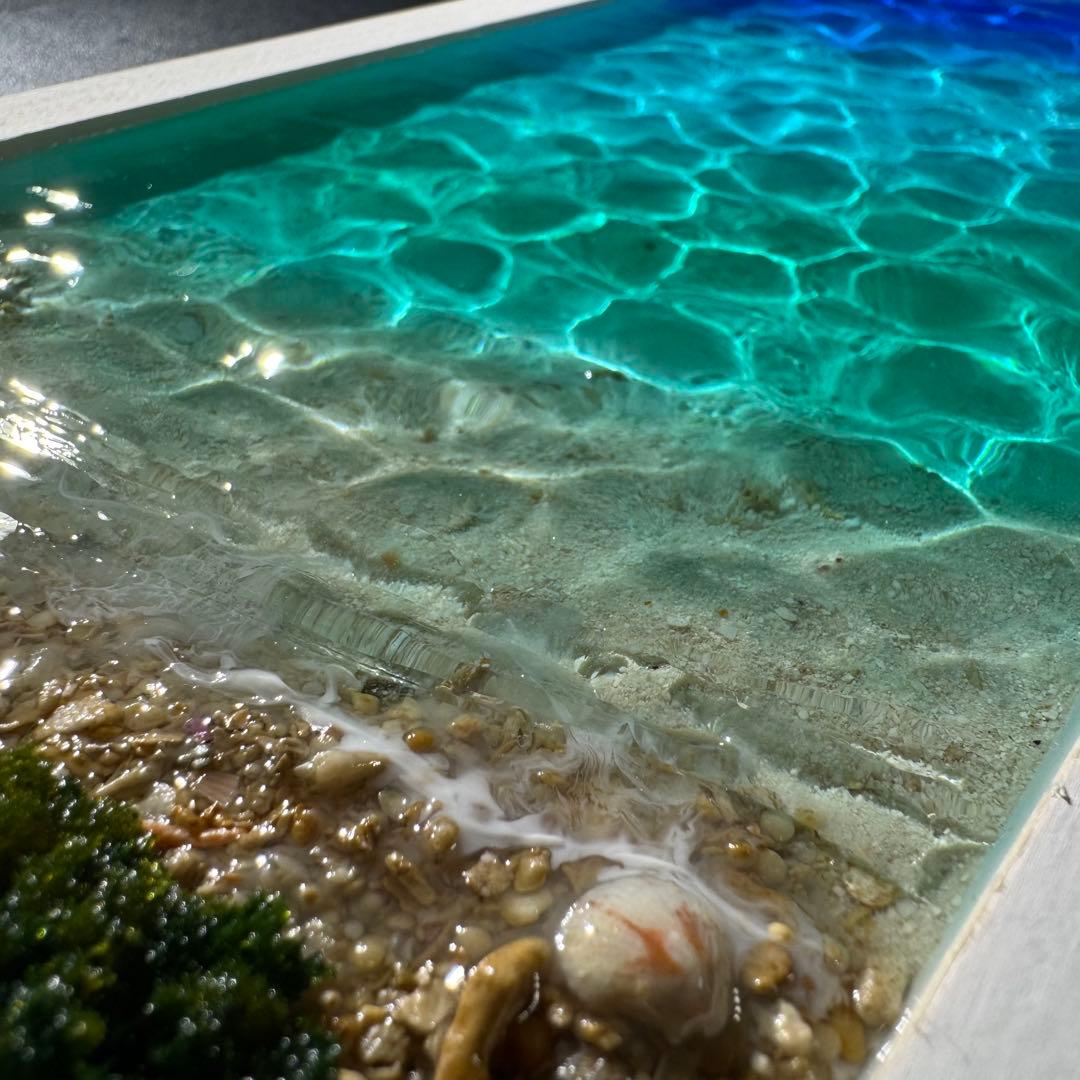 南国ビーチ レジンアート オーシャンアート 海アート ハンドメイド 壁掛け金具付