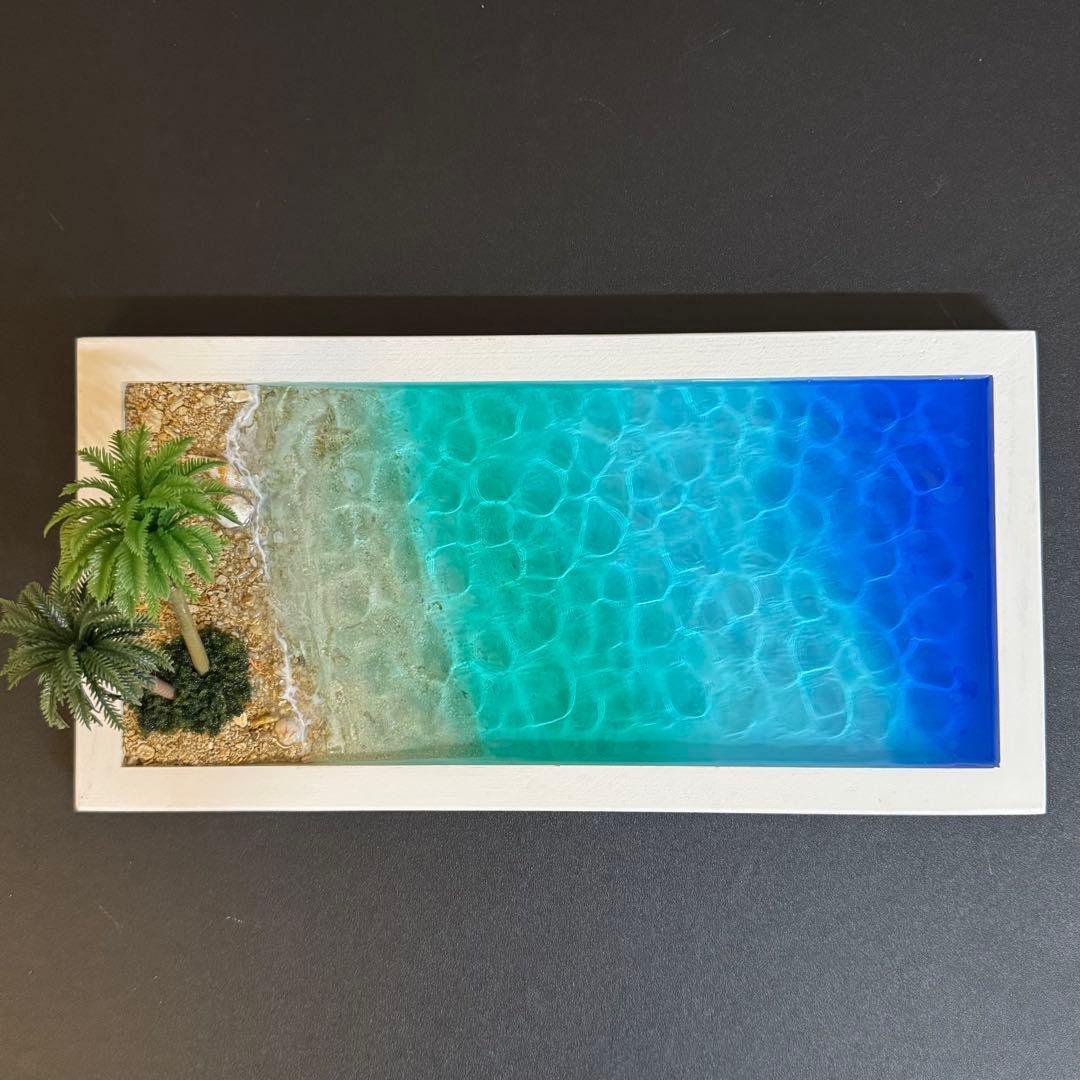 南国ビーチ レジンアート オーシャンアート 海アート ハンドメイド 壁掛け金具付