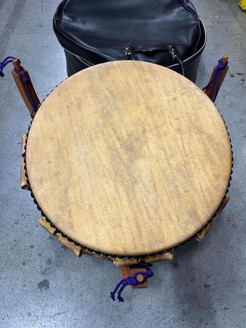EF）平太鼓 和太鼓 平胴 本革 バチ 固定台 セット