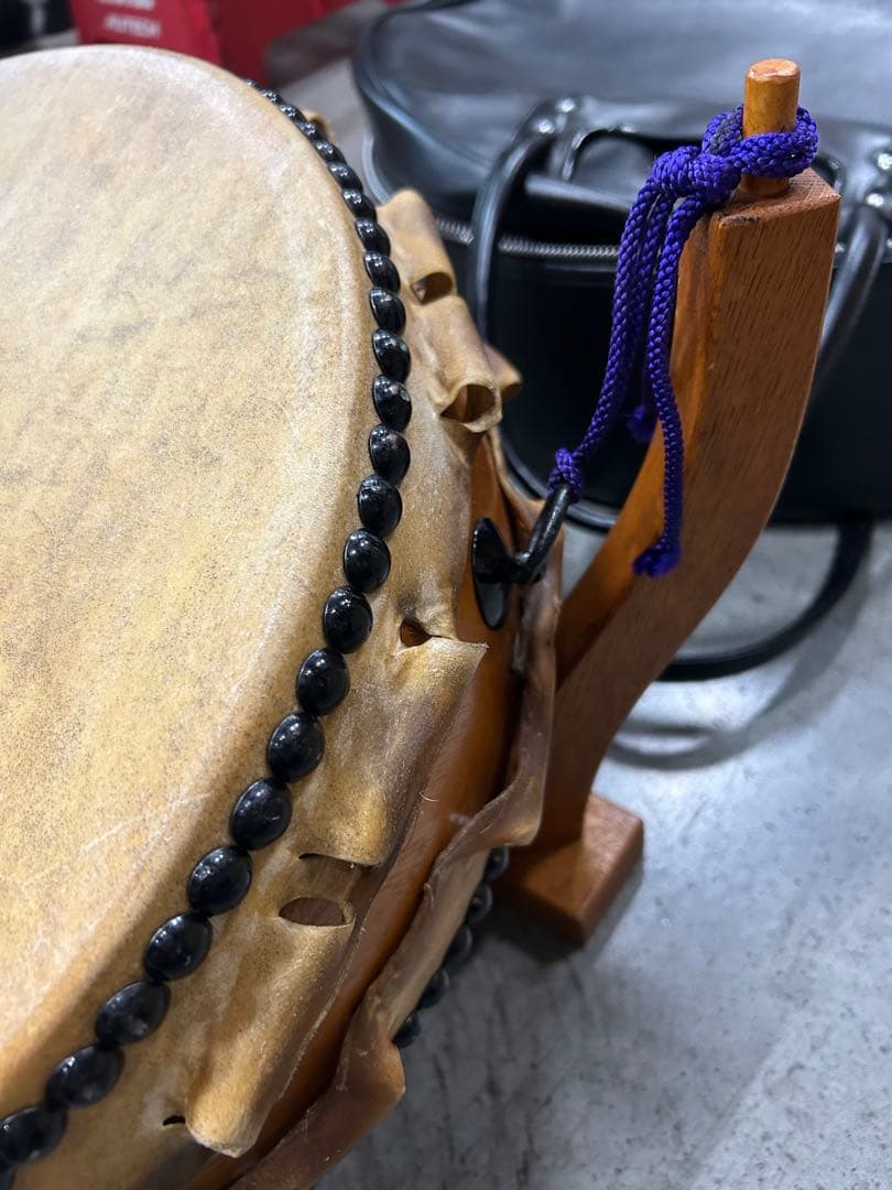 EF）平太鼓 和太鼓 平胴 本革 バチ 固定台 セット