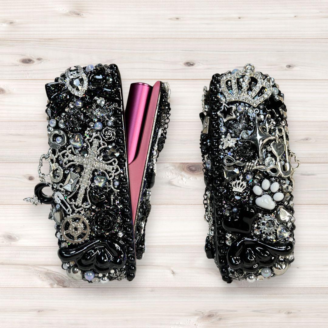 ［即購入可］IQOSイルマ（i)デコ42＆ドアカバー-黒ラメ×シルバー-