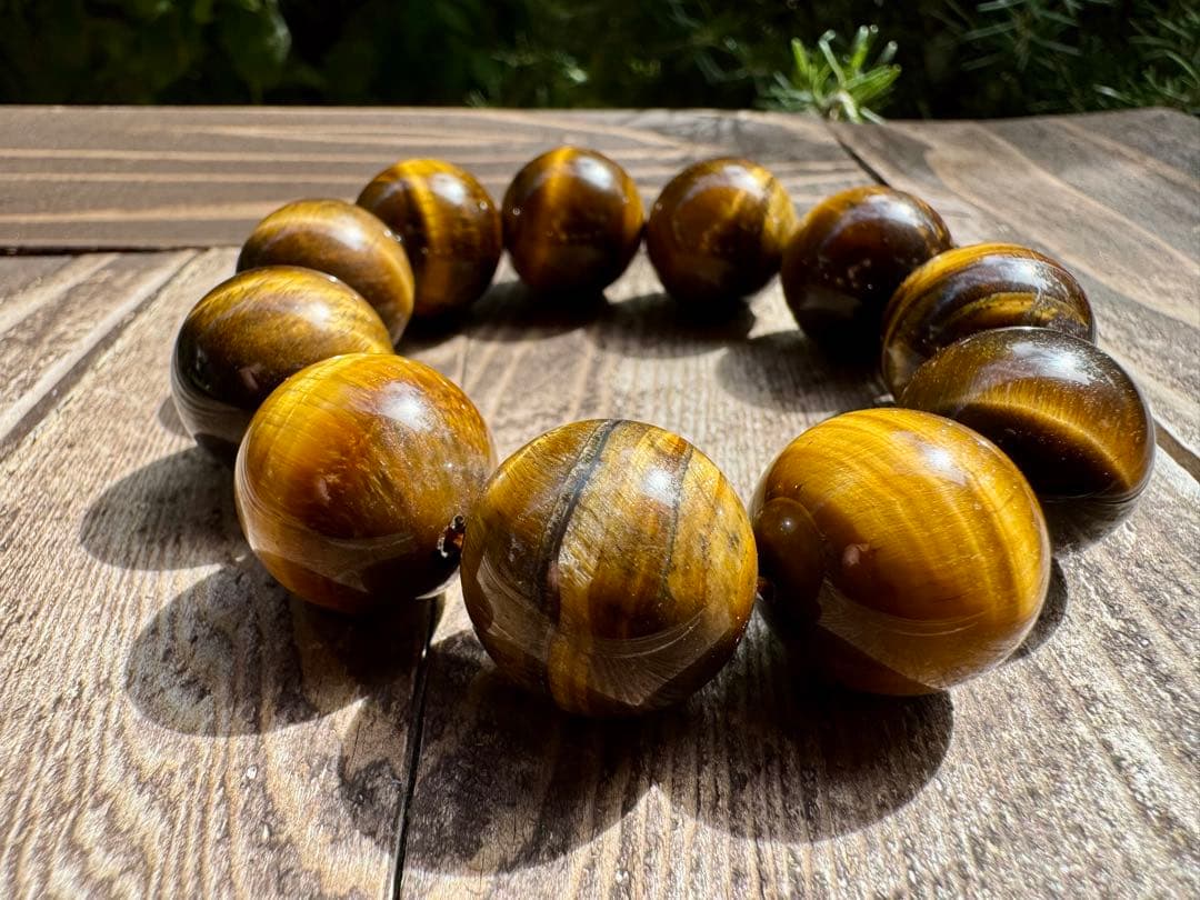 【大玉シリーズ】タイガーアイ 20mm粒　内径16cm