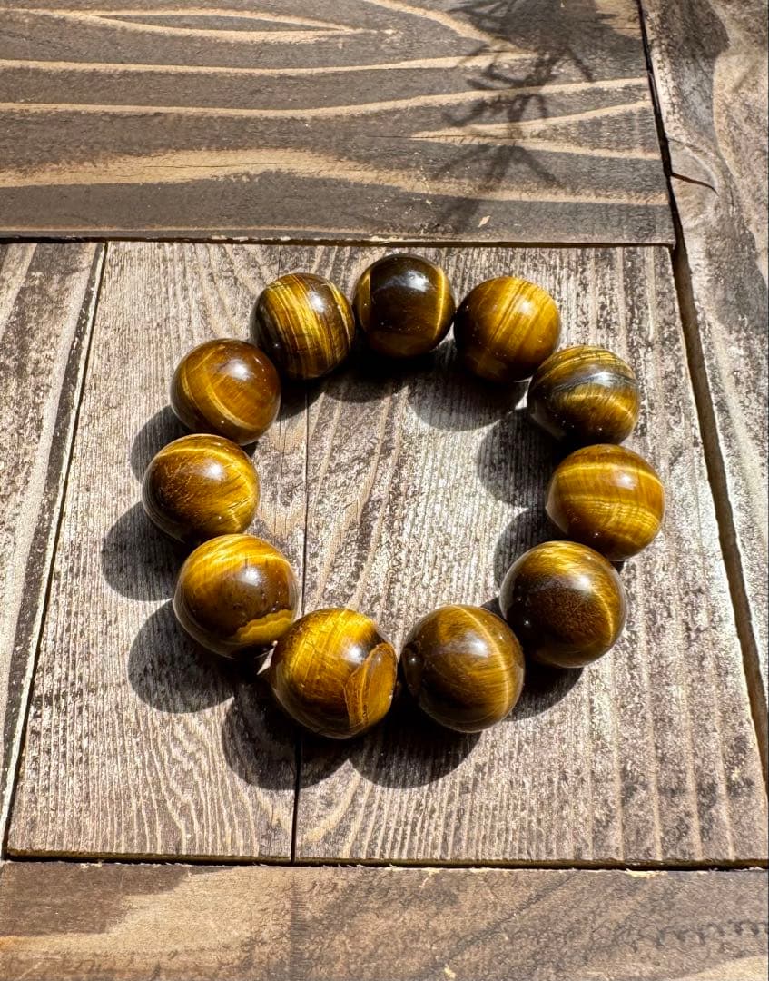 【大玉シリーズ】タイガーアイ 20mm粒　内径16cm