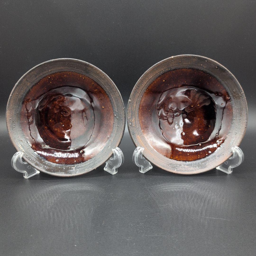 【新品未使用】食器　越前焼　丸皿 ４枚セット　陶芸家 手造り