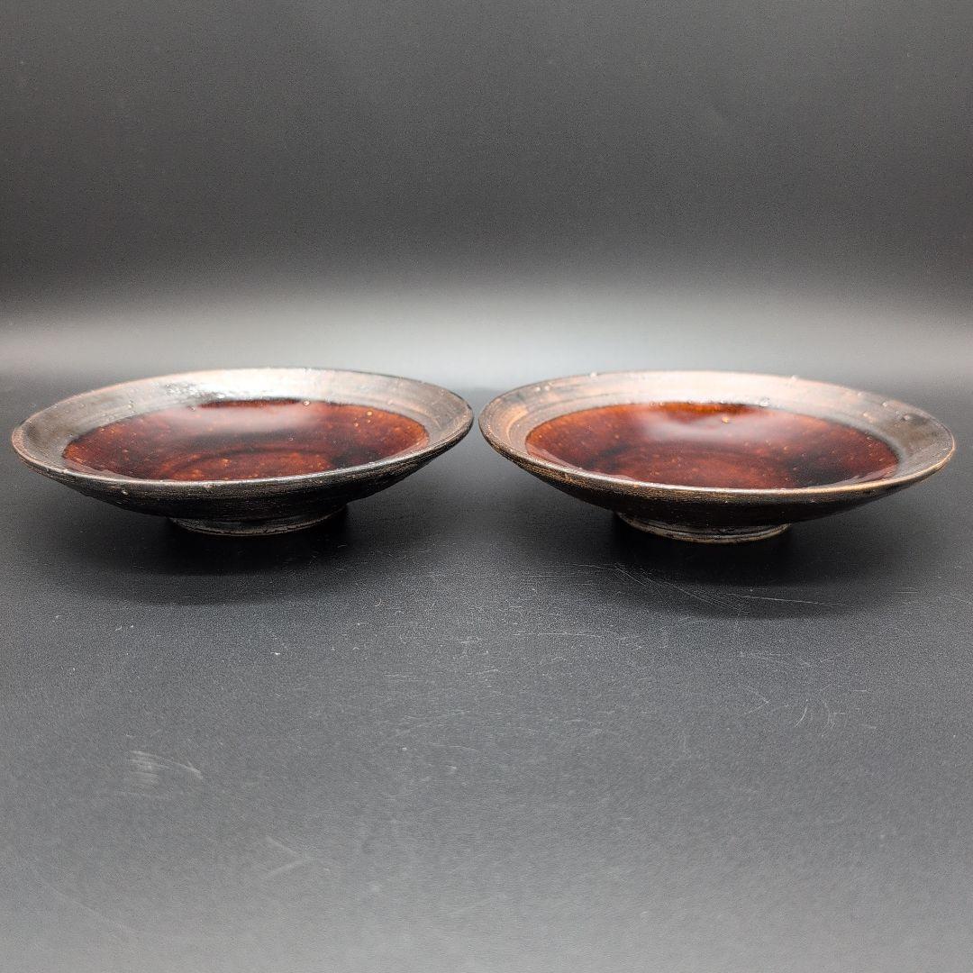 【新品未使用】食器　越前焼　丸皿 ４枚セット　陶芸家 手造り