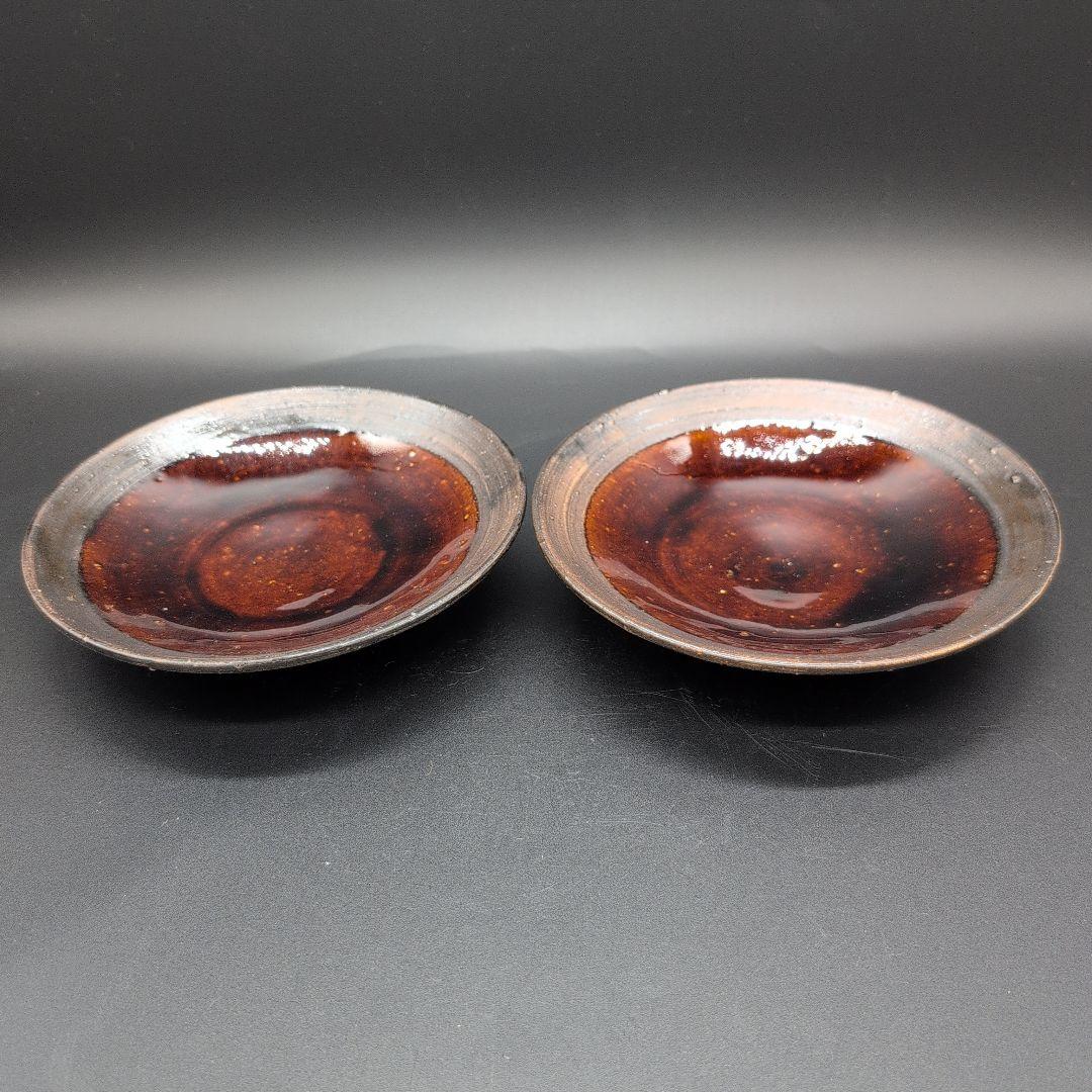 【新品未使用】食器　越前焼　丸皿 ４枚セット　陶芸家 手造り