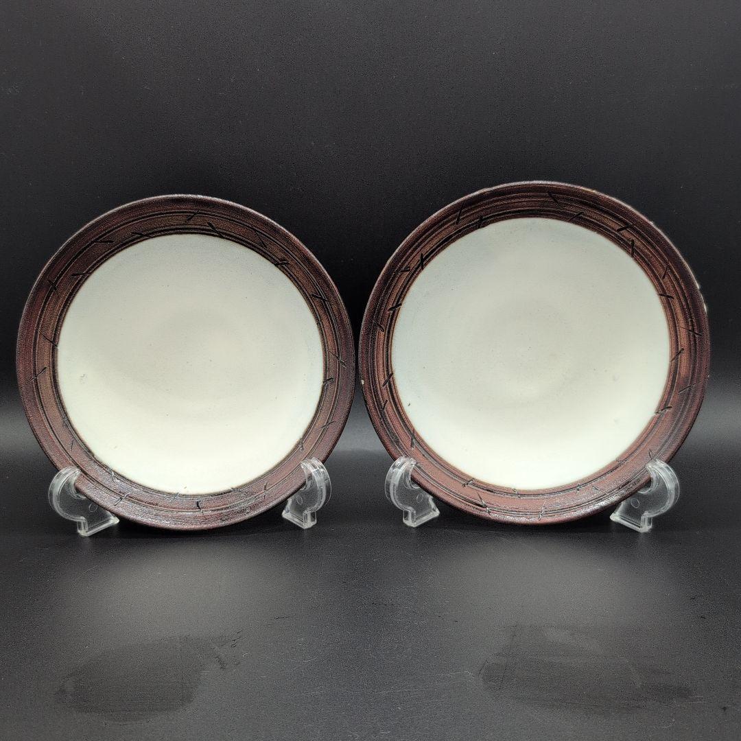 【新品未使用】食器　越前焼　丸皿 ４枚セット　陶芸家 手造り