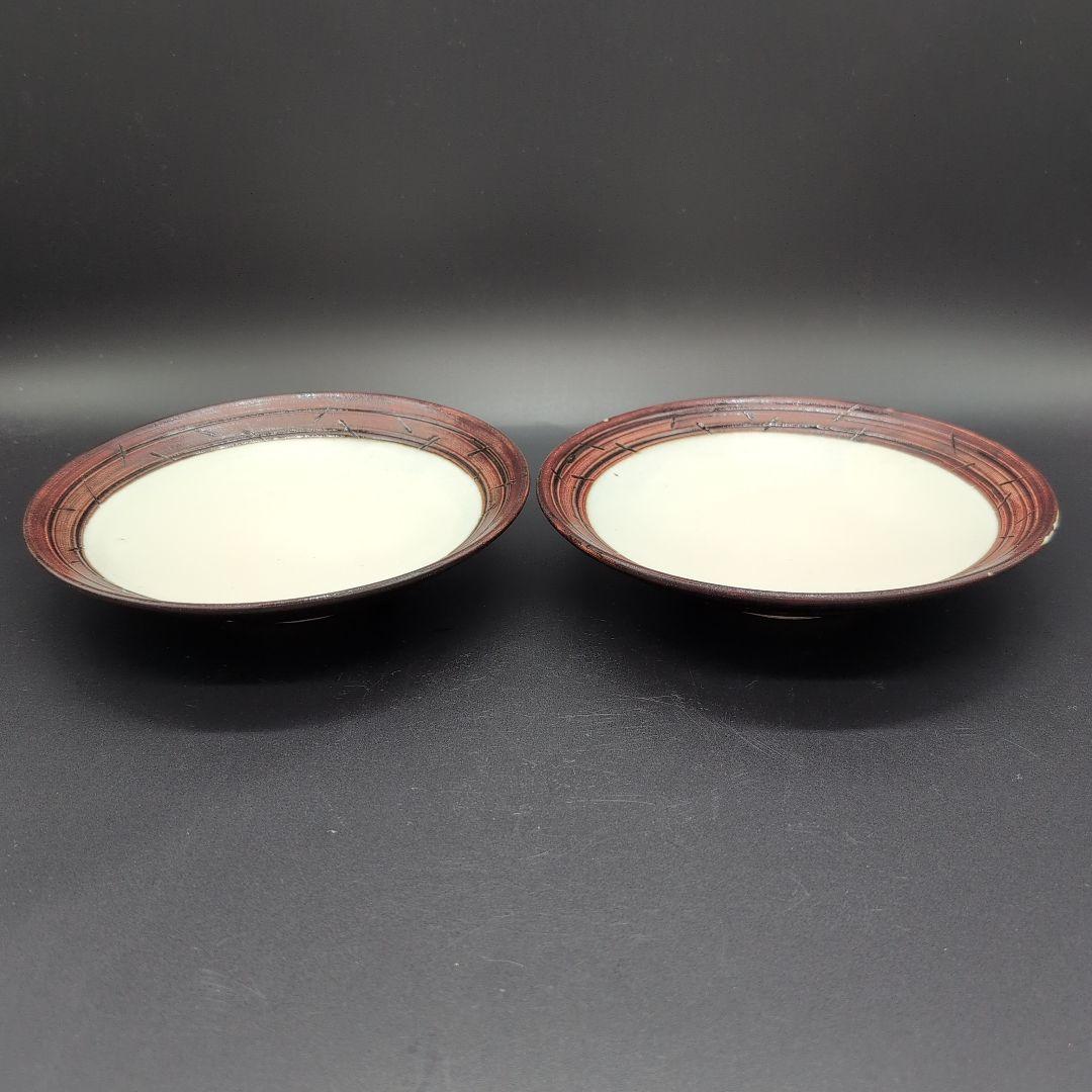 【新品未使用】食器　越前焼　丸皿 ４枚セット　陶芸家 手造り