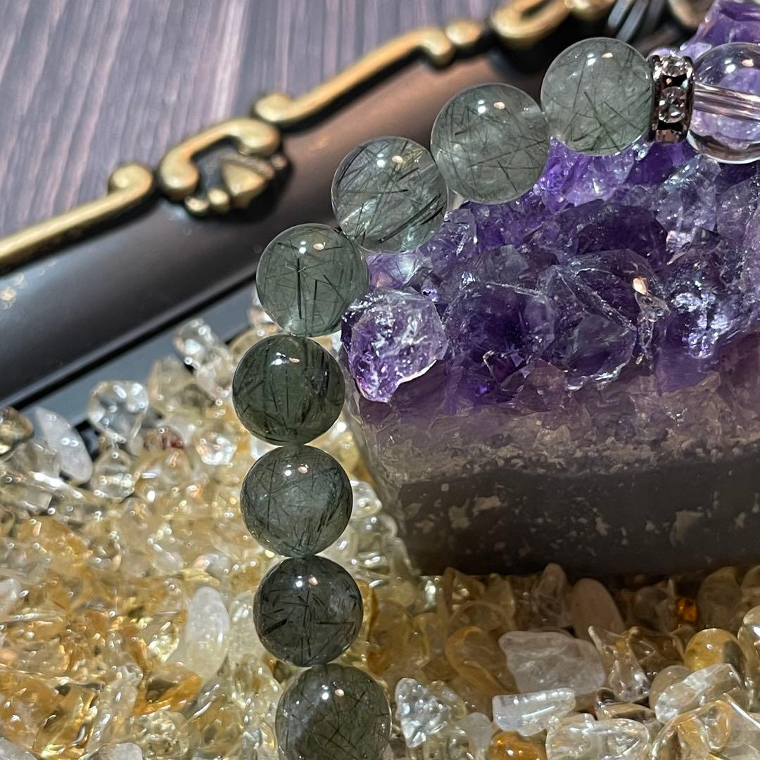 グリーンルチルクォーツ8mm 水晶 ブレスレット 天然石 パワーストーン