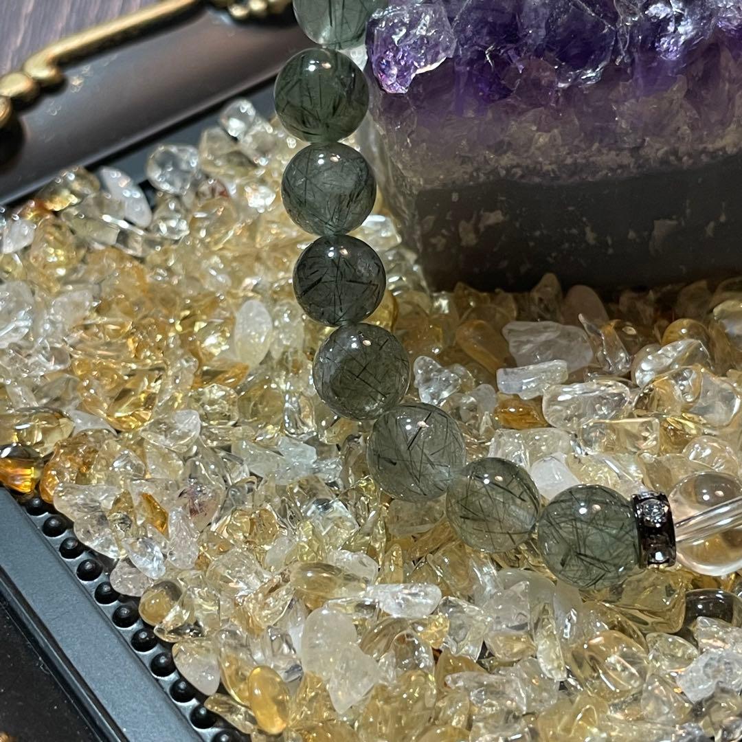 グリーンルチルクォーツ8mm 水晶 ブレスレット 天然石 パワーストーン