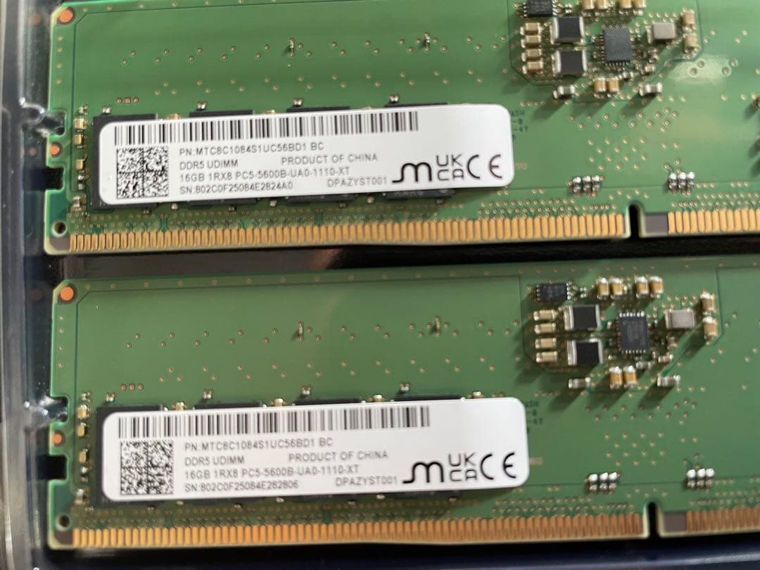 Micron 16GB×2 = 32GB DDR5 5600MHz メモリ