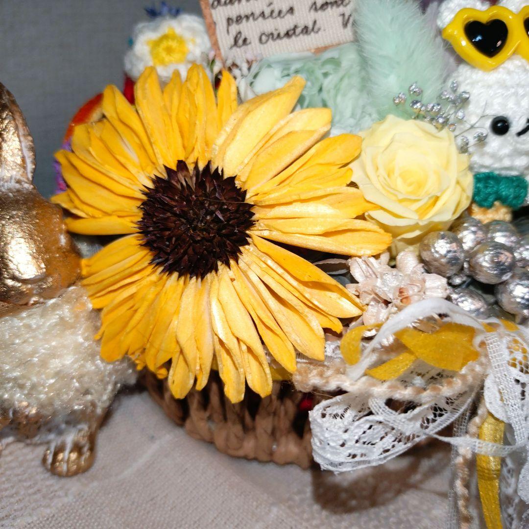 ご予約済✨素敵な箱庭・初夏…うさちゃんの休暇✤ブリザーブドアレンジ