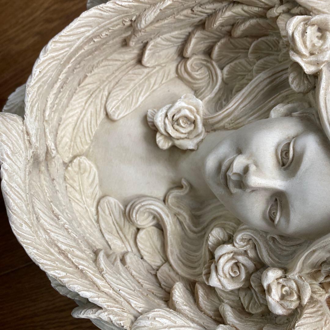 アート：室内壁掛け ガーデンアート 女性天使の顔のオーナメント セット