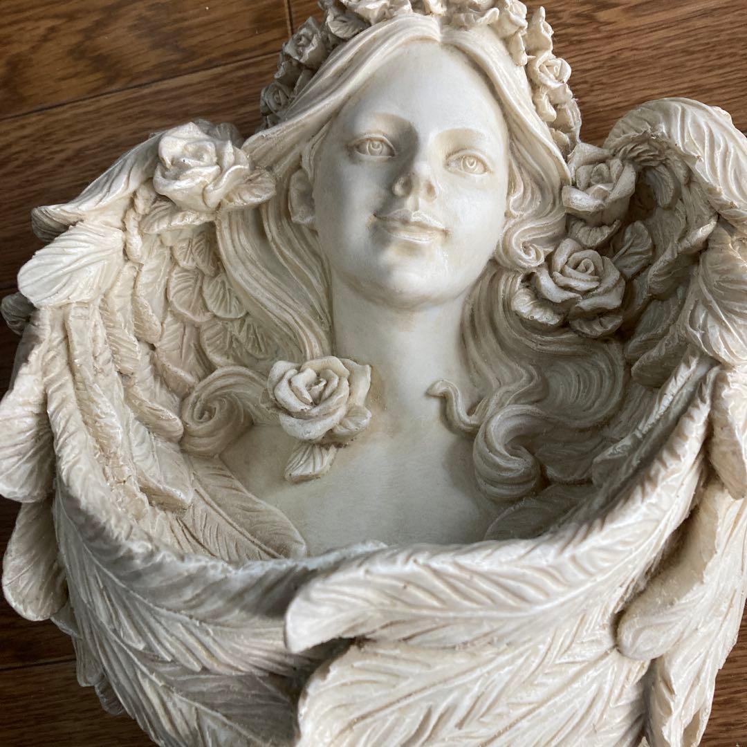 アート：室内壁掛け ガーデンアート 女性天使の顔のオーナメント セット