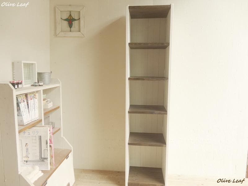サイズ、デザインオーダー可！6段スリムキャビネット●シャビーエスプレッソ受注製作