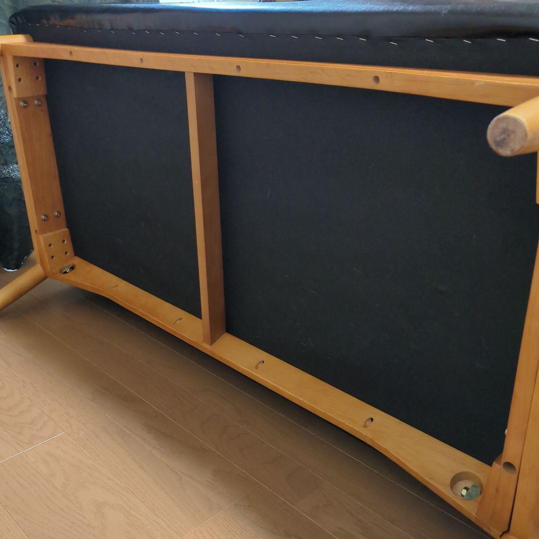 unico ワイス黒 合成皮革 2人掛けソファ　ブラック