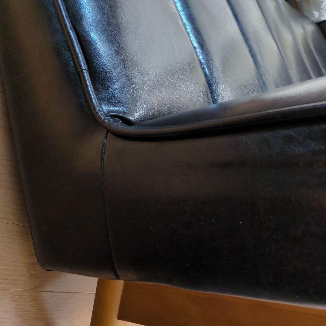 unico ワイス黒 合成皮革 2人掛けソファ　ブラック