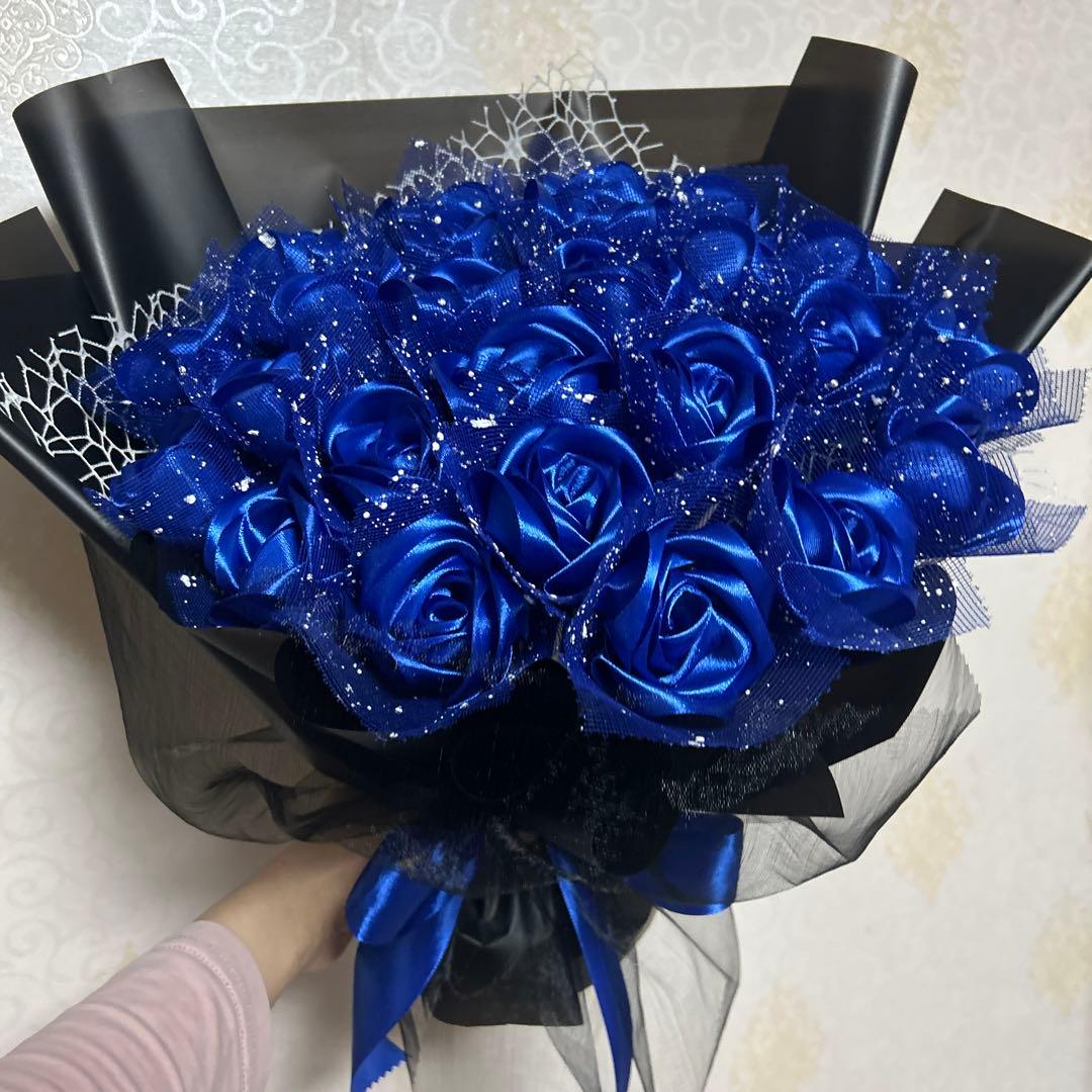 25本ブルーバラブーケ　プレゼント お祝い 枯れない花 永生薔薇　特別な人へ