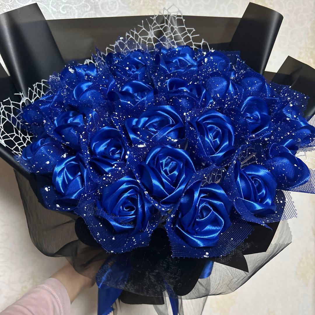 25本ブルーバラブーケ　プレゼント お祝い 枯れない花 永生薔薇　特別な人へ