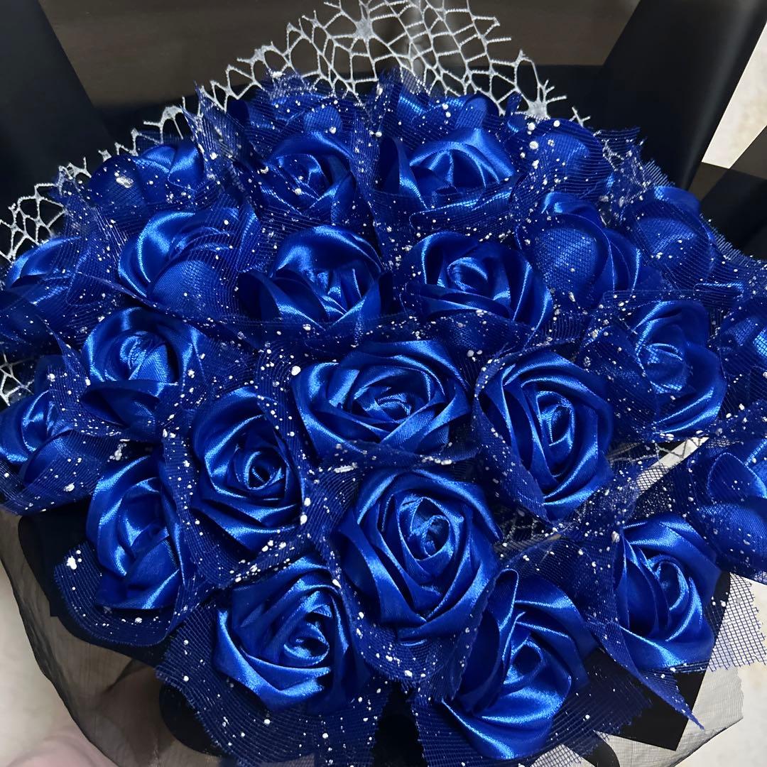 25本ブルーバラブーケ　プレゼント お祝い 枯れない花 永生薔薇　特別な人へ