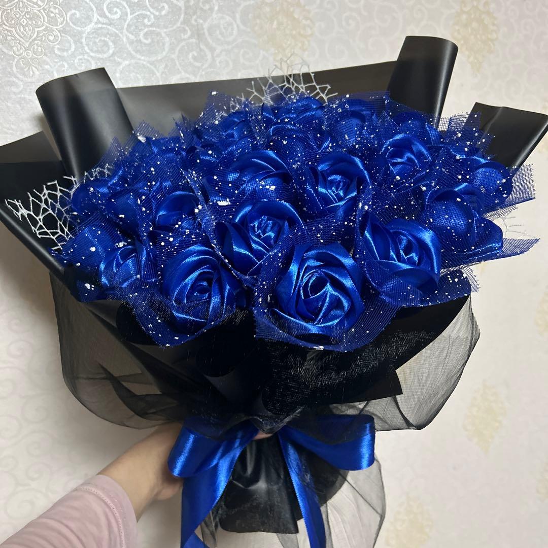 25本ブルーバラブーケ　プレゼント お祝い 枯れない花 永生薔薇　特別な人へ
