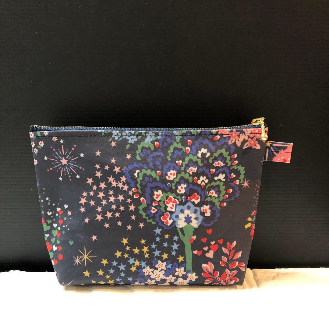 ☆大　20センチ マチ付きポーチ　キャスキッドソン馬柄　ラミネート地ハンドメイド